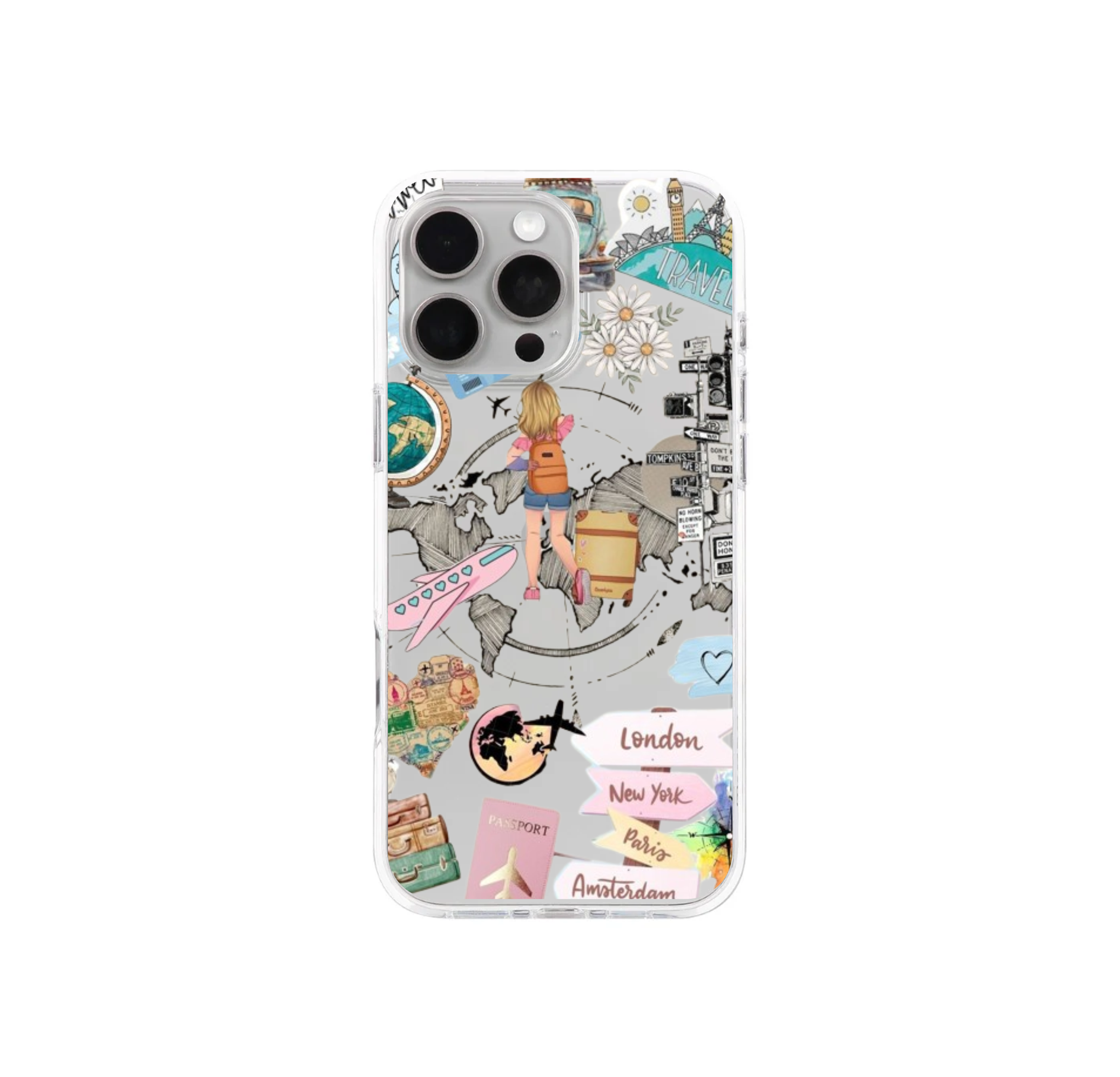 Travel Girl Backpacker Collage - Wanderlust